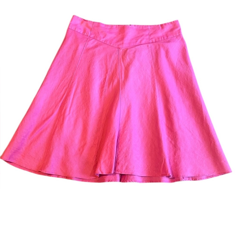 Allison Taylor Pink Linen Flare Skirt | Size 14 | Fully Lined